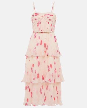 Self-Portrait Floral Chiffon Midi Dress - Pink