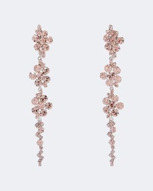Simone Rocha Pendientes Largos Florales Con Cristales - Blanco