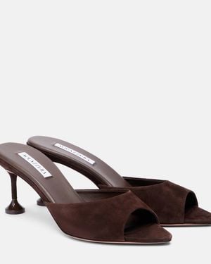 Aquazzura Bisous 65 Suede Mules - Brown