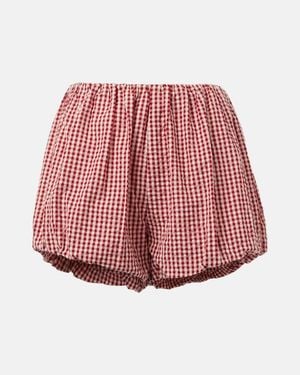 Posse Aurelia Gingham Cotton Shorts - Red