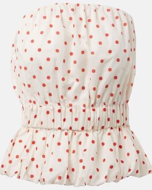Posse Aurelia Polka-Dot Linen Top - Pink