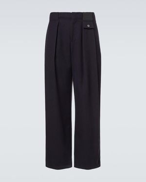 Loewe Mid-Rise Cotton Twill Wide-Leg Pants - Blue