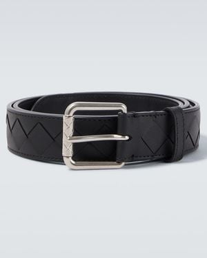 Bottega Veneta Intrecciato Leather Belt - Black