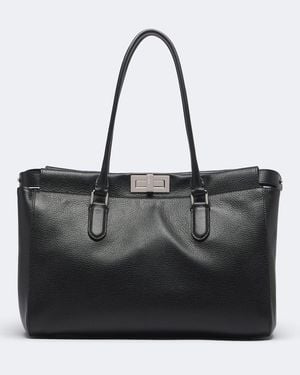 Fendi Peekaboo Small Leather Tote Bag - Black