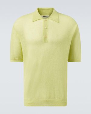 AURALEE Mohair-Blend Polo Jumper - Yellow