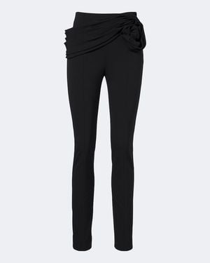 Carolina Herrera Floral-Applique Wool-Blend Leggings - Black