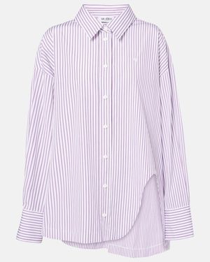 The Attico Diana Asymmetric Striped Cotton Shirt - Purple