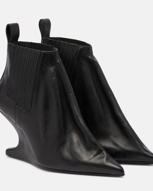 Rick Owens Leather Ankle Boots - Black