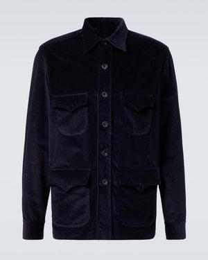 Rubinacci Cotton Corduroy Western Shirt - Blue