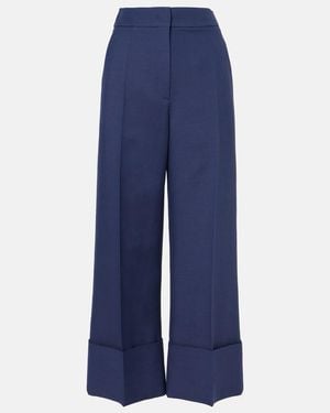 Valentino Crepe Couture Wide-Leg Trousers - Blue