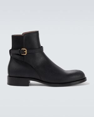 The Row Nobilis Leather Ankle Boots - Black