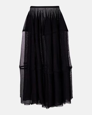Alaïa Semi-Sheer Midi Skirt - Black