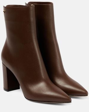 Gianvito Rossi Lyell Leather Ankle Boots - Brown