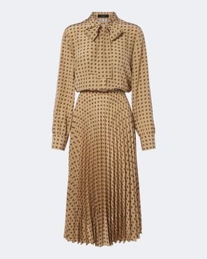 Gucci Interlocking G Plisse Silk Midi Dress - Natural