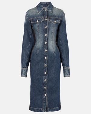Sportmax Fiorito Denim Midi Dress - Blue