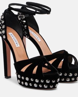 Aquazzura Cosmic Love 130 Studded Platform Sandals - Black