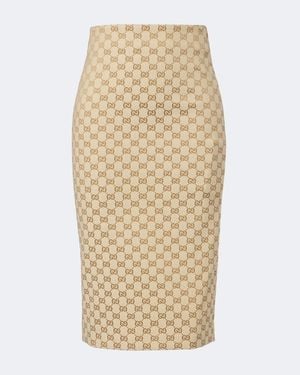 Gucci Gg Canvas Cotton-Blend Pencil Skirt - Natural