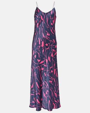 Asceno Lyon Printed Silk Maxi Dress - Purple