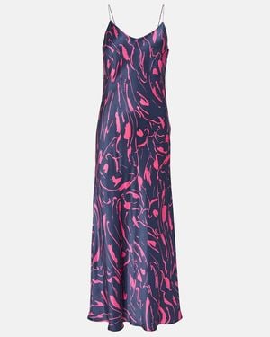 Asceno Lyon Printed Silk Maxi Dress - Purple