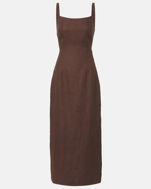 SIR. Linen Midi Dress - Brown