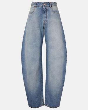 Alaïa Jeans Barrel Con Efecto Desgastado - Azul