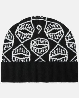 Jet Set Logo Wool-Blend Beanie - Black