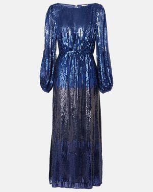 RIXO London Coco Sequined Midi Dress - Blue