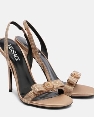 Versace Slingback-Sandalen Medusa Aus Satin - Mettallic