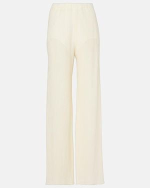 ‎Taller Marmo Zoagli Cotton And Silk-Blend Straight Trousers - White
