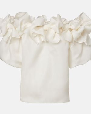 Carolina Herrera Off-Shoulder Silk Top - White