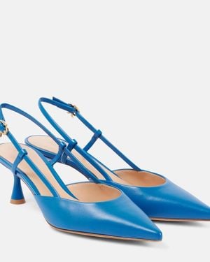 Gianvito Rossi Ascent 55 Leather Slingback Court Shoes - Blue