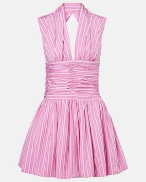 Patou Bloomer Striped Cotton Minidress - Pink