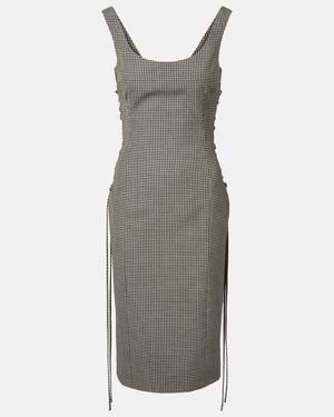 McQueen Gingham Midi Dress - Grey