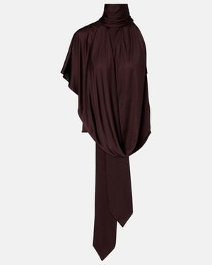 Dries Van Noten Scarf-Detail Draped Satin Top - Red