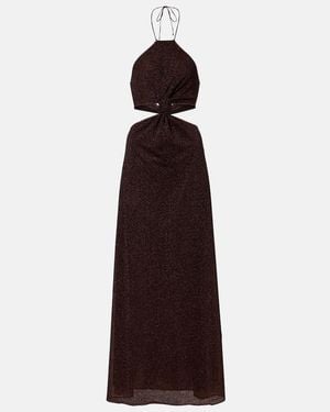 Oséree Lumiere Cutout Halterneck Maxi Dress - Purple