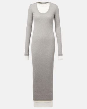 Jil Sander Layered Cotton Jersey Maxi Dress - Grey