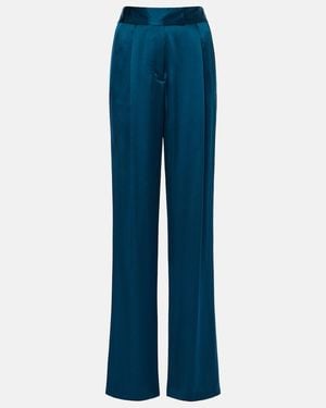 The Sei Silk Satin Wide-Leg Trousers - Blue