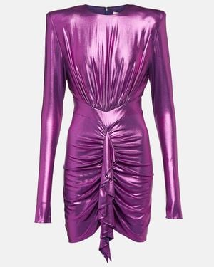 Alexandre Vauthier Draped Satin Jersey Minidress - Purple