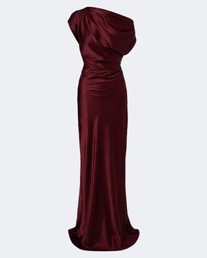 The Sei Draped Silk Satin Gown - Red