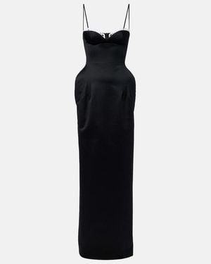Magda Butrym Crochet-Trimmed Satin Bustier Gown - Black