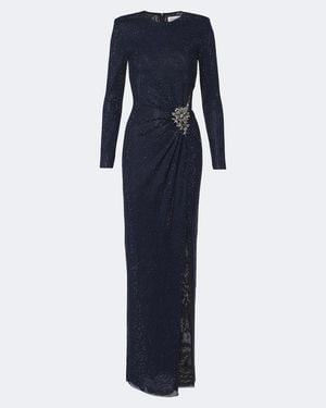 Self-Portrait Cutout Embellished Gathered Gown - Blue