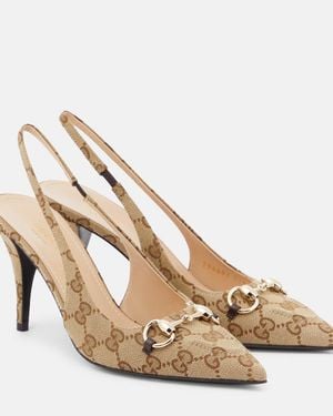 Gucci 85Mm Horsebit-Detail Court Shoes - Brown