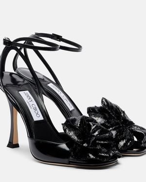 Jimmy Choo Mimmi Floral-Applique Leather Sandals - Black