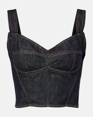 Dolce & Gabbana Bustier-Top Aus Denim - Schwarz