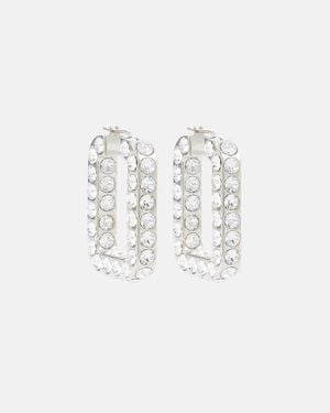 AMINA MUADDI Pendientes De Aro Charlotte Adornados - Blanco