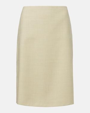 Calvin Klein Lunas Wool Midi Skirt - Natural