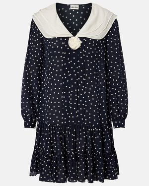 RIXO London Valetta Polka-Dot Silk Crepe Minidress - Blue