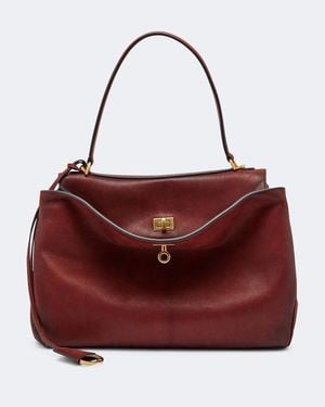 Balenciaga Rodeo Medium Leather Shoulder Bag - Red