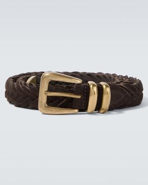 Eleventy Braided Suede Belt - Brown