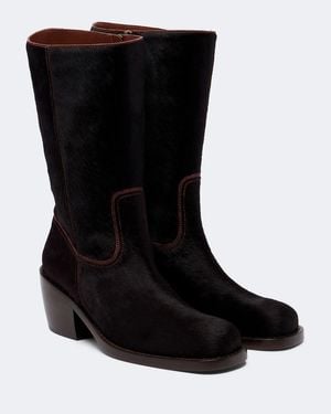Dries Van Noten Botas De Pelo - Negro